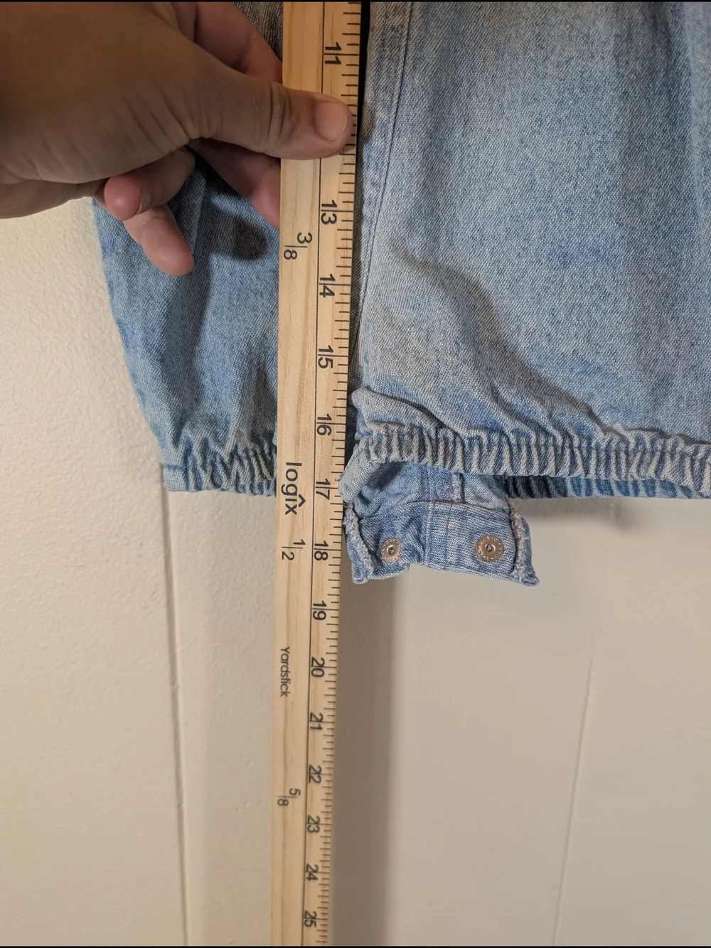 Vintage Baby B'gosh by OshKosh Light Wash Denim Bubble Romper Overalls 18M